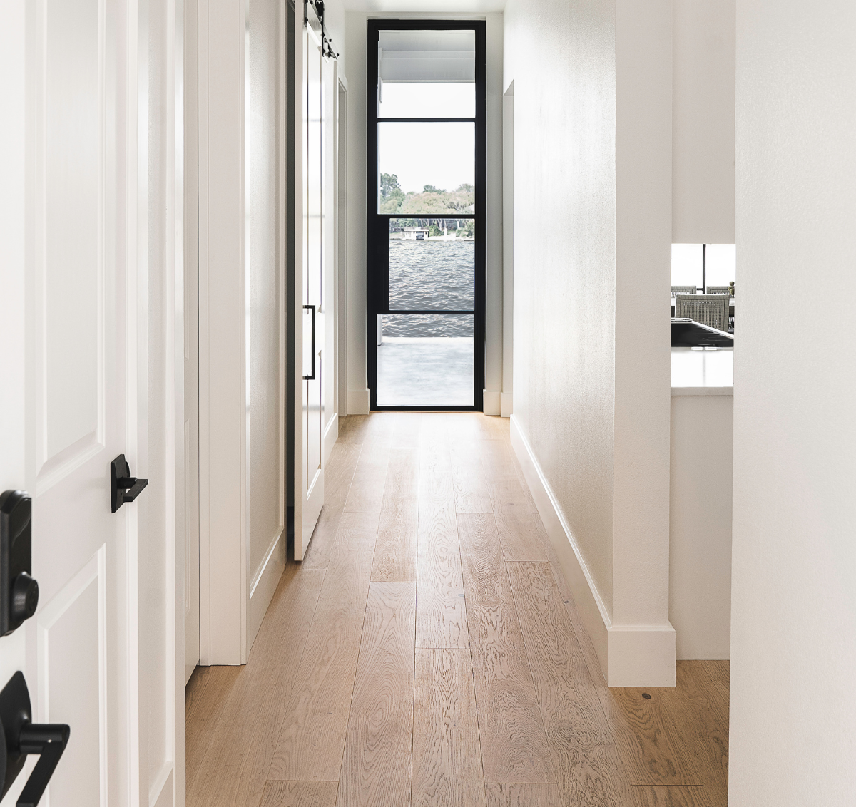 white oak engineered hardwood hallway modern