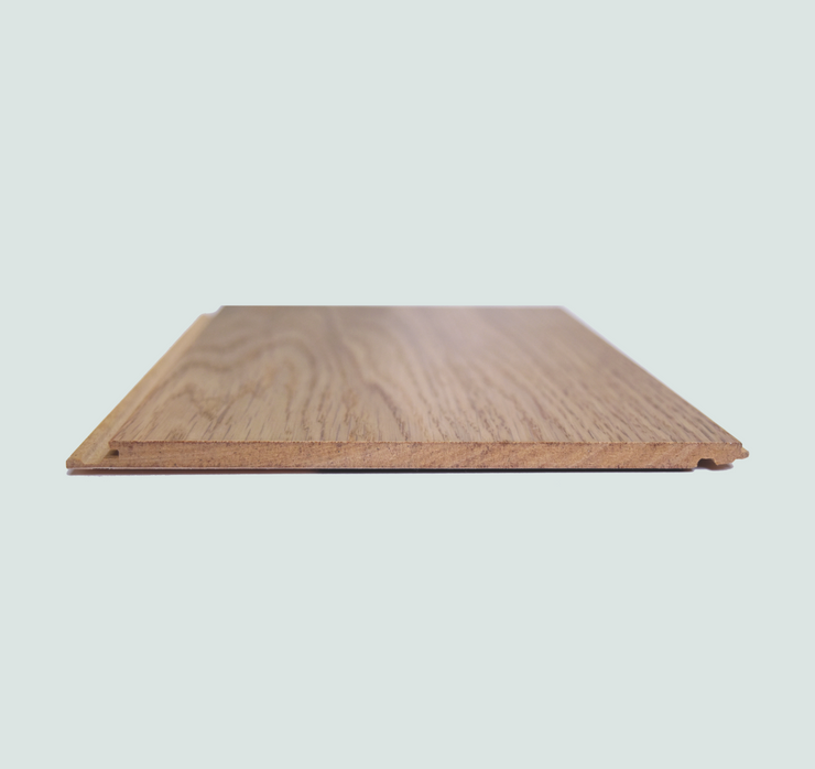 Side profile view of wood veneer flooring by Stuga