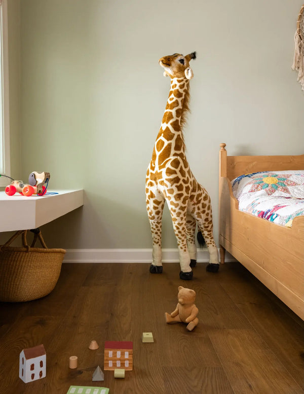 kid's room natural organic brown engineered hardwood flooring