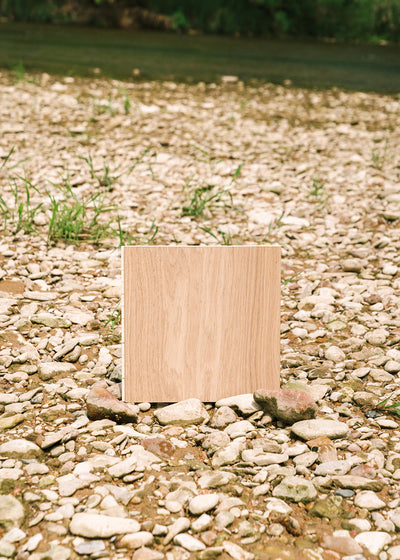 Archipelago 12 inch wide plank wood floor sample on a rocky beach