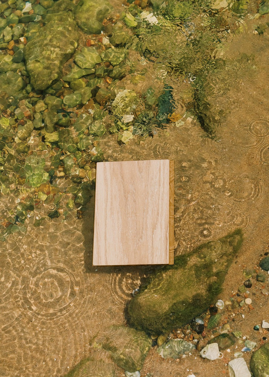 Waterproof flooring sample in a natural body of water
