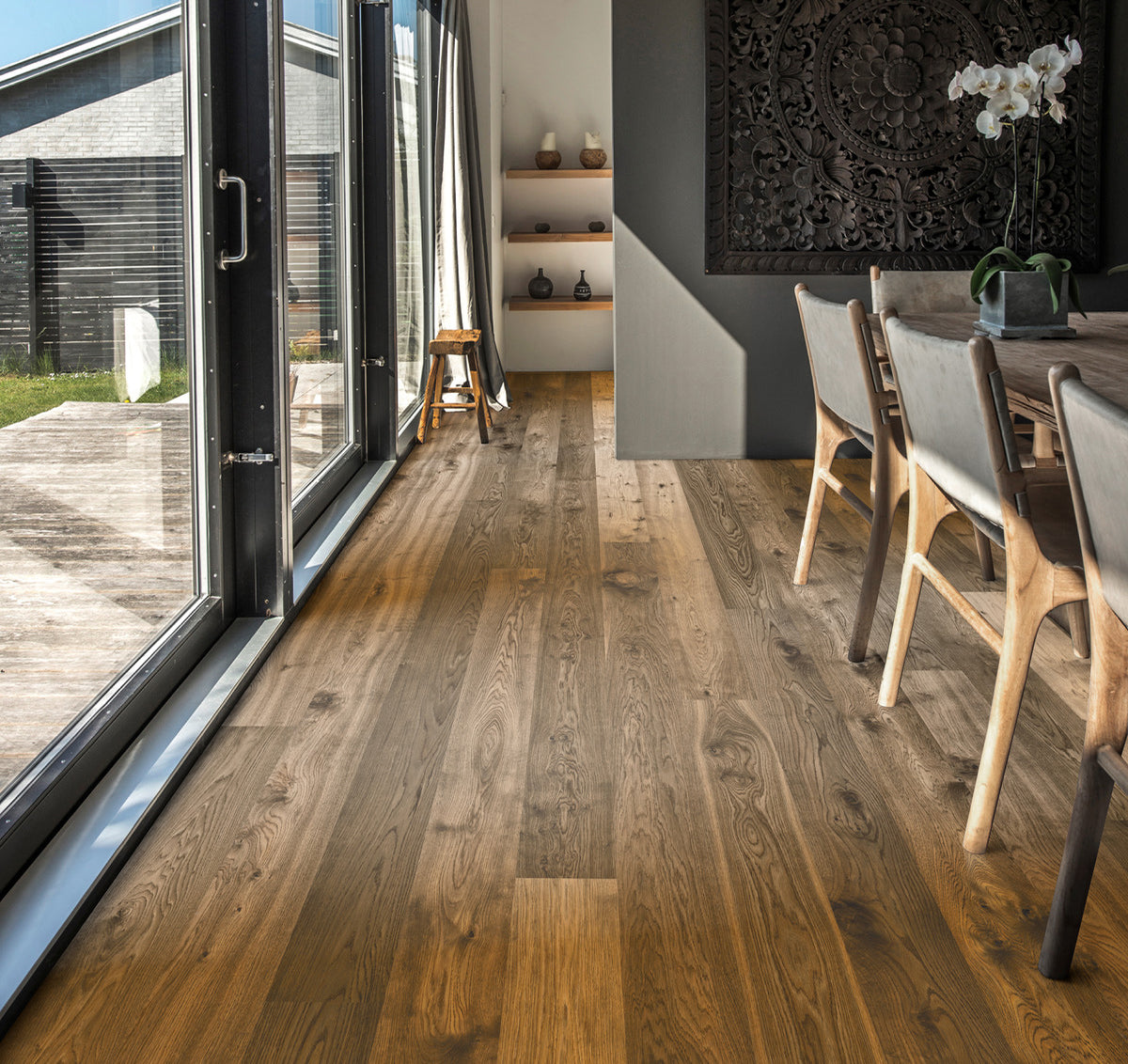 Terrace wide plank hardwood flooring used in home inspiration photo