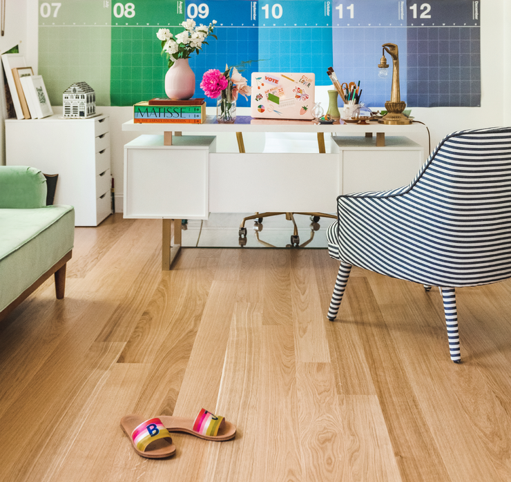 Scandinavian hardwood flooring by stuga in home office inspiration photo