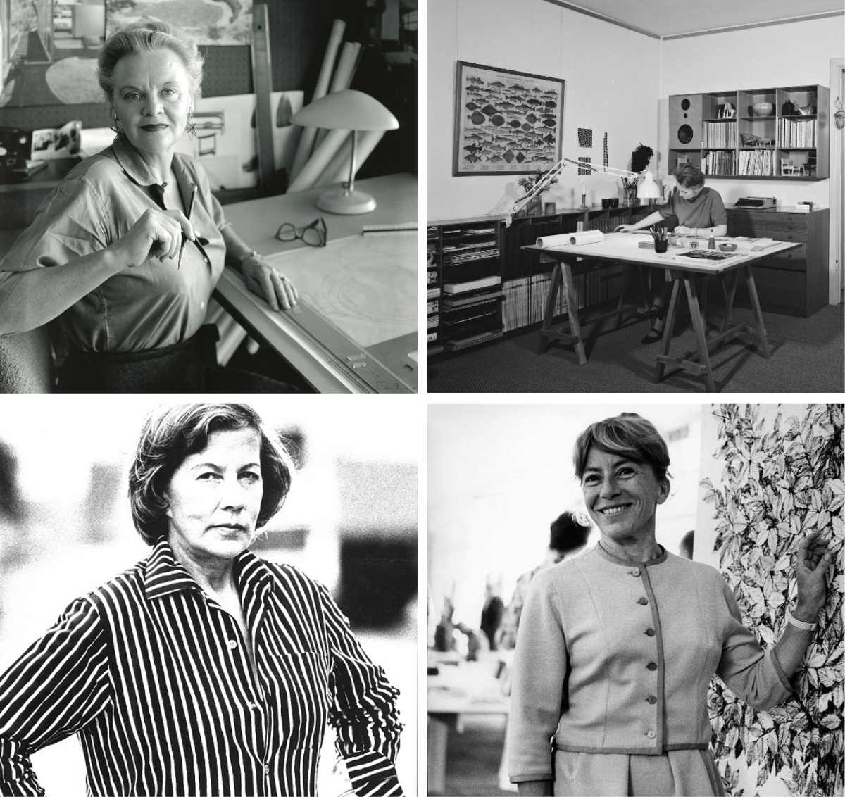 Clockwise from top left: Greta Magnusson Grossman, Grete Jalk, Armi Ratia, Viola Gråsten