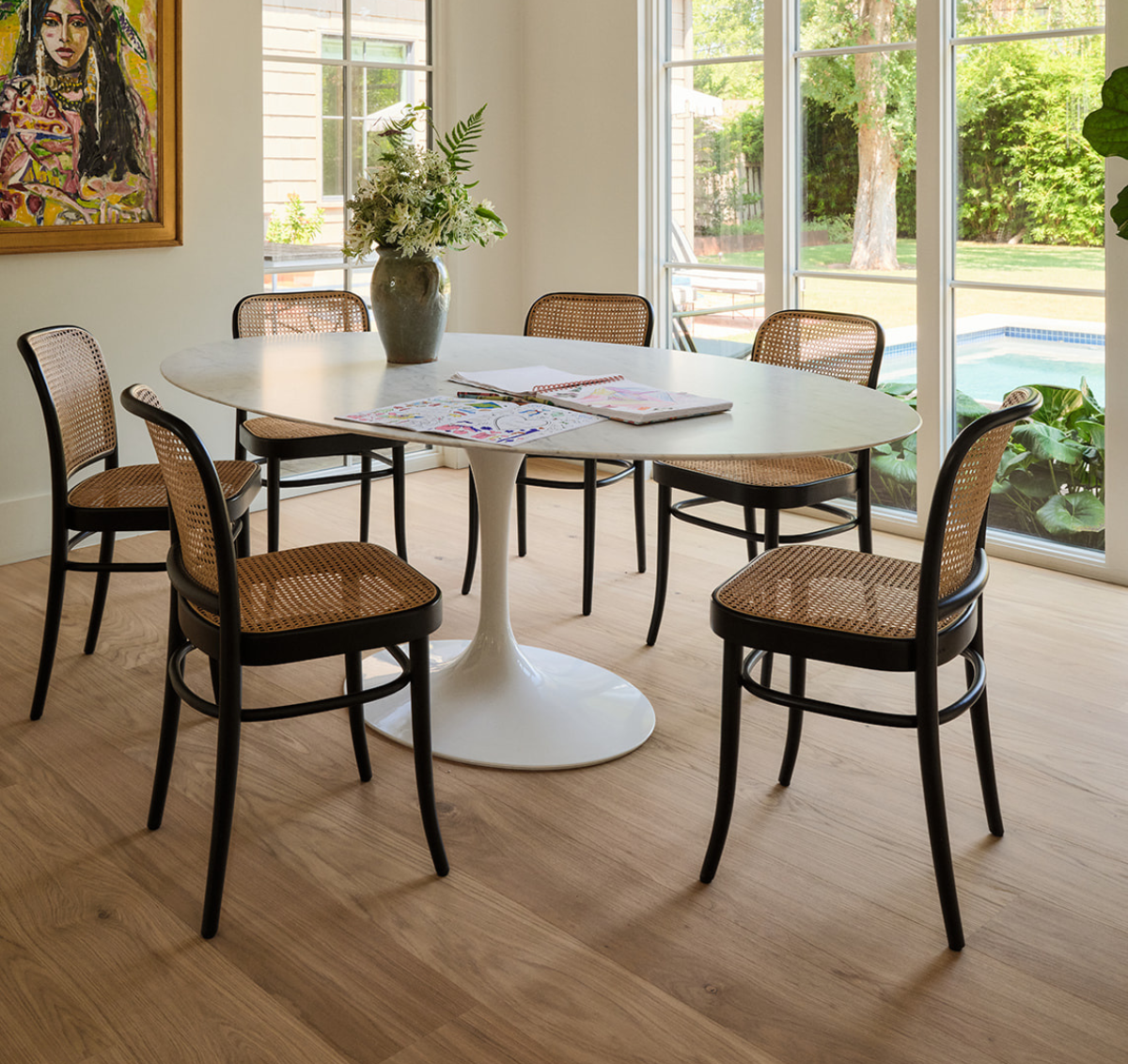 Engineered wood floors in a modern Texas dining room 