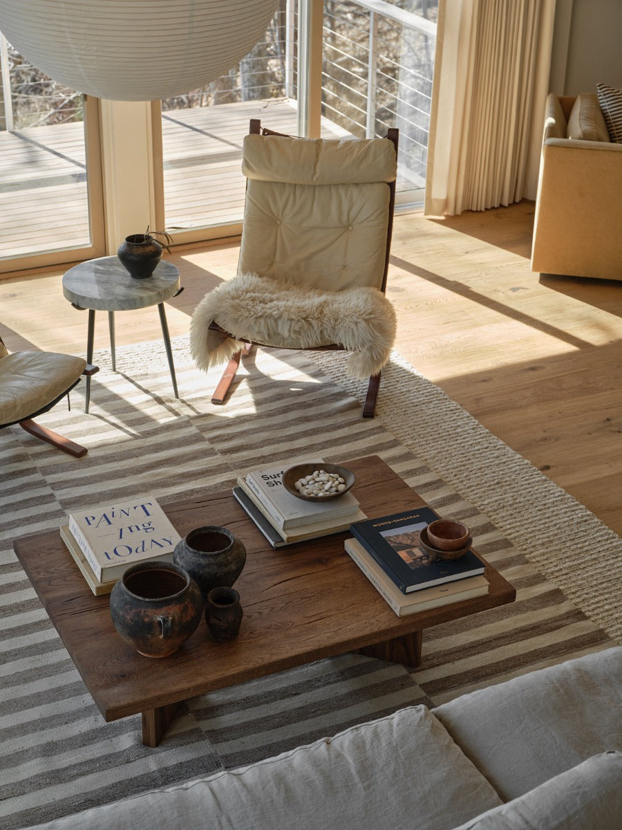 Shell natural white oak flooring by Stuga in a modern living room
