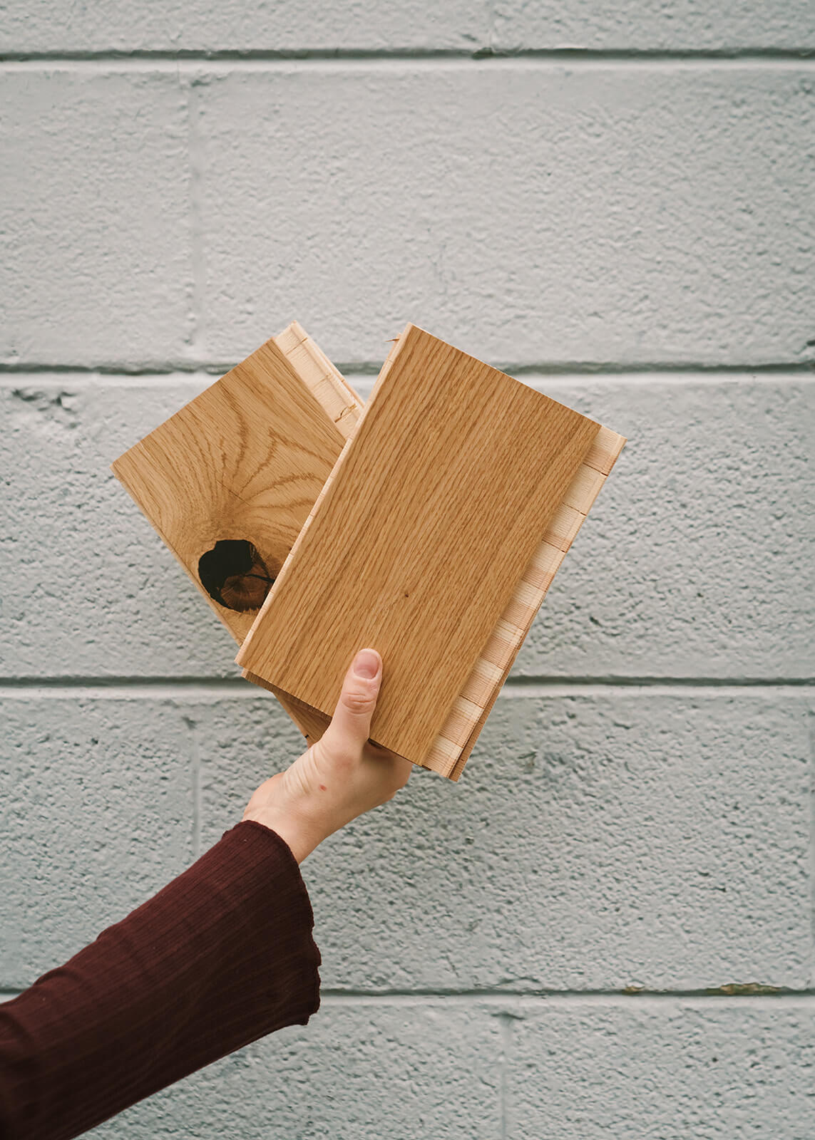 Engineered hardwood flooring samples with character