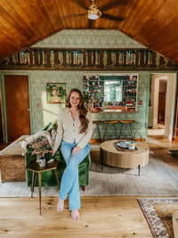 Claire Thomas in Big Bear cabin with natural white oak flooring Forest by Stuga