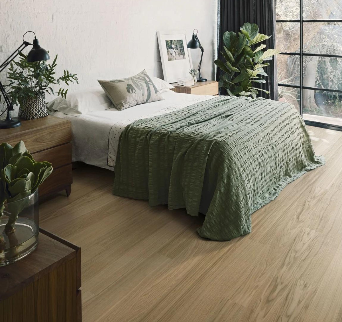 Modern engineered hardwood wood flooring. White oak wide plank Stuga Flooring. Perfect for home renovations with easy installation over existing floors.