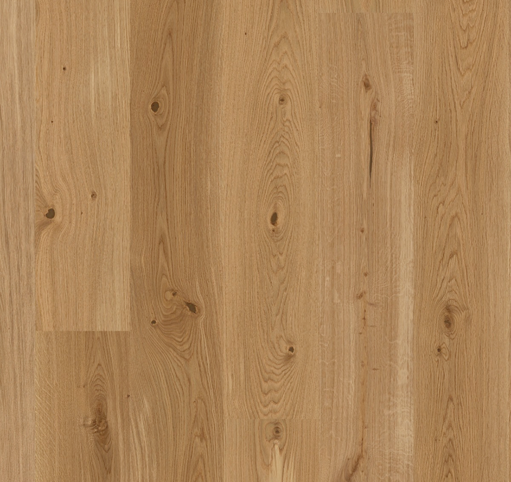 Happy Hour warm white oak flooring by Stuga with wide, long planks