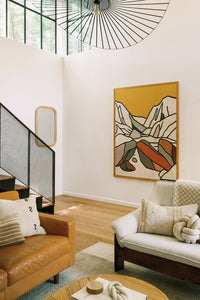 waterproof wood flooring in a living room with modern art