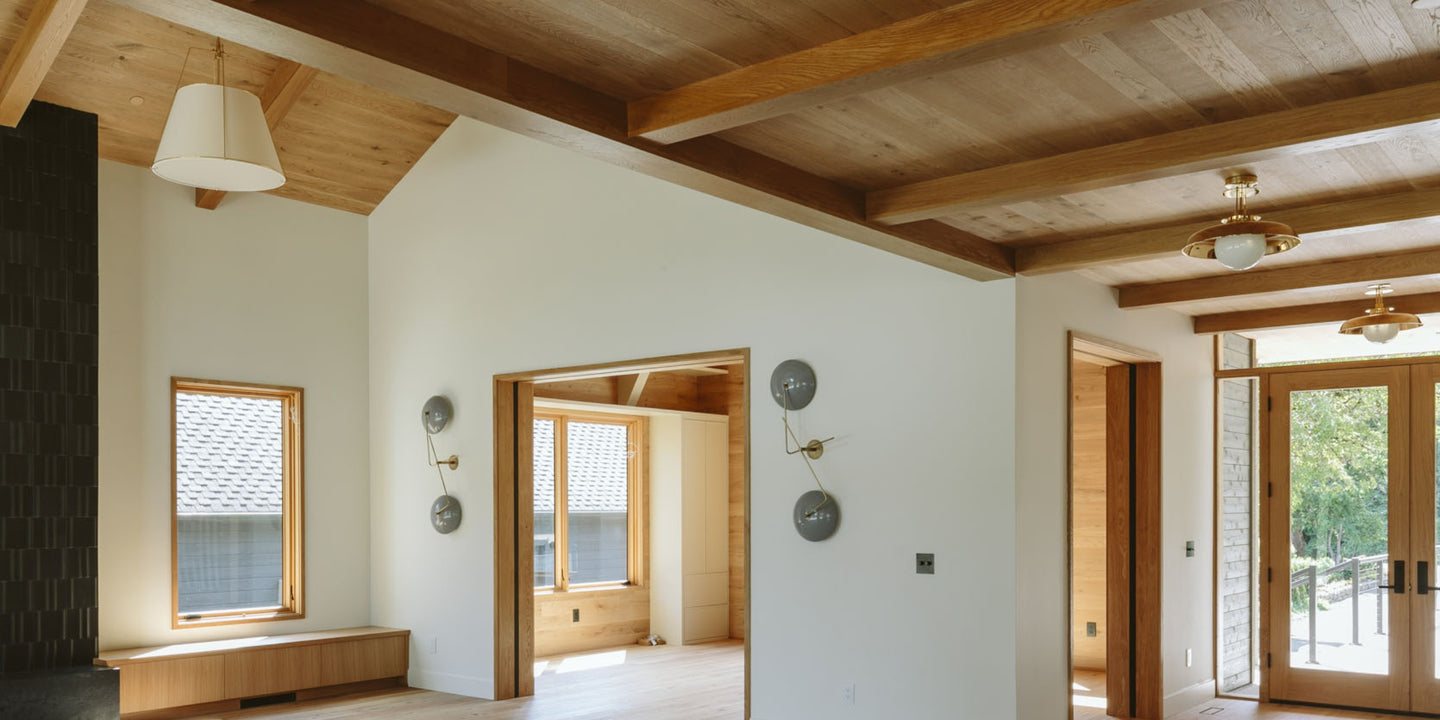 Emily Henderson River House wood ceilings in color Drift by Stuga