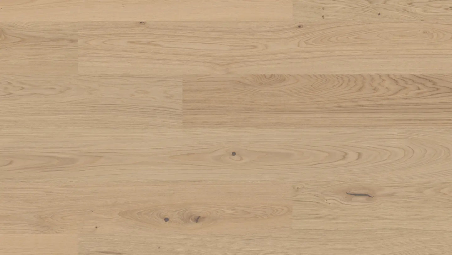 overhead view of fredrik neutral white oak flooring by Stuga