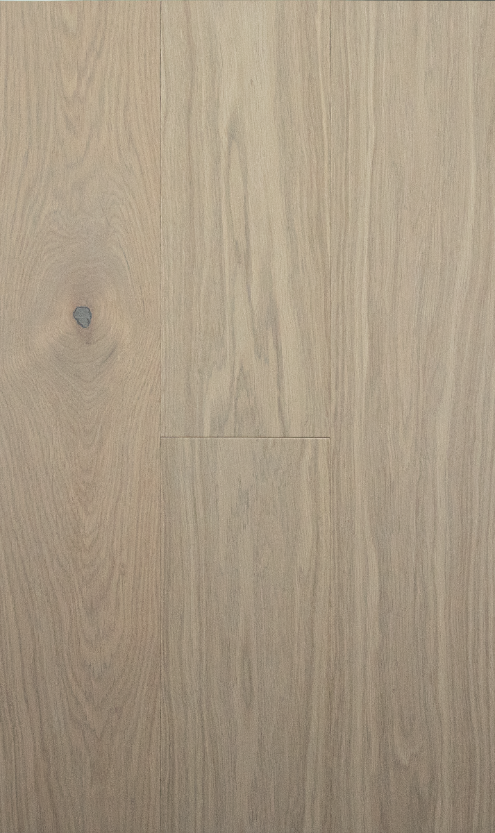 Overhead view of waterproof wood flooring by Stuga in a muted gray tone