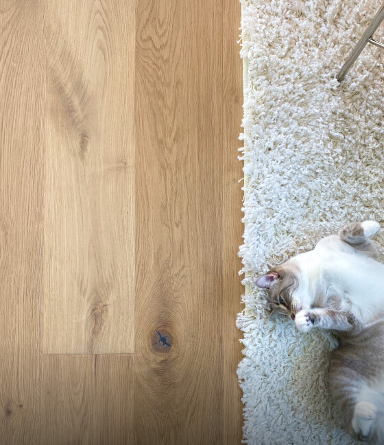 Lucia wide plank warm white oak flooring | Stuga