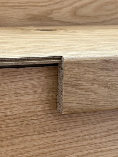 Closeup of a Stuga Rebels squared stair nosing profile view
