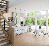 Modern Scandinavian kitchen with white oak flooring by Stuga