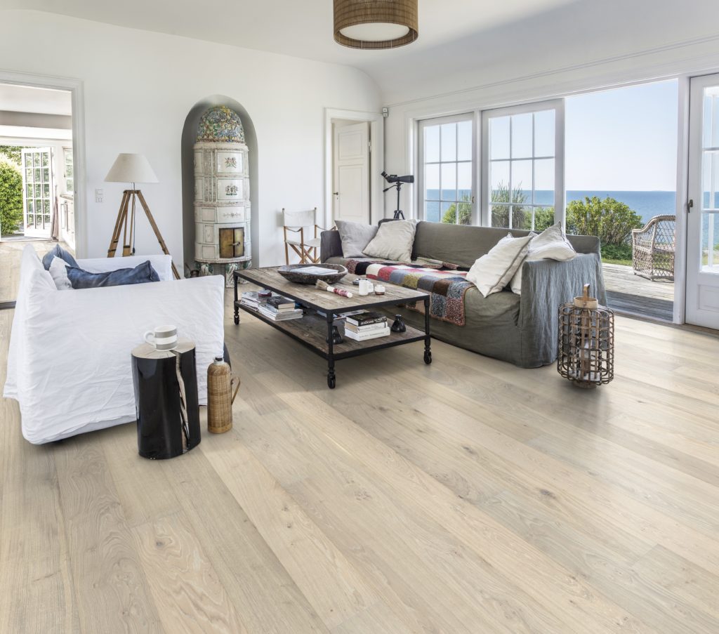 Wide plank engineered hardwood flooring from Sweden.